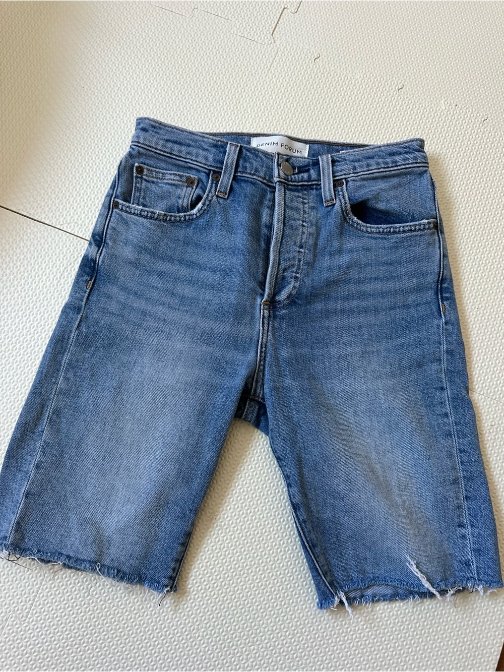 Denim Forum Women's Medium Blue Raw Hem Denim Shorts